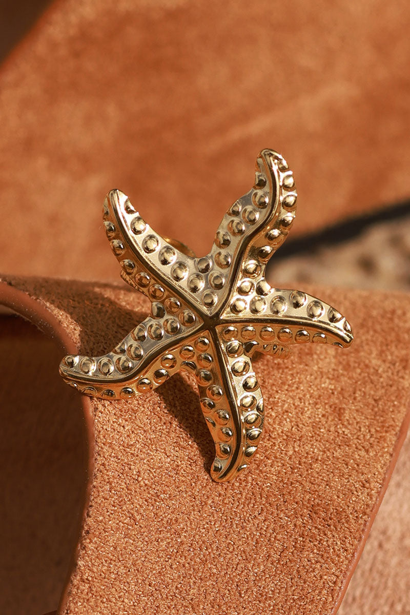 Bague ajustable dorée grande étoile de mer