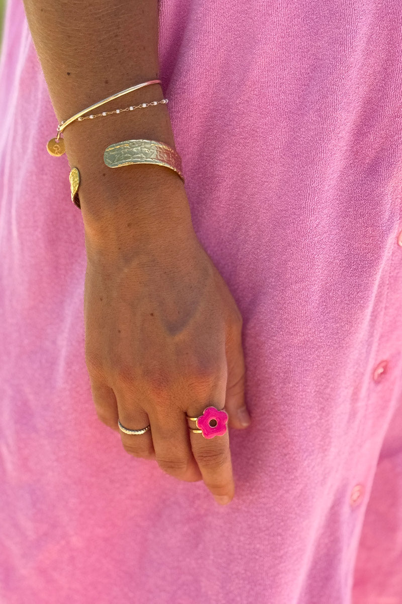 Fuchsia Flower Power Cuff Ring