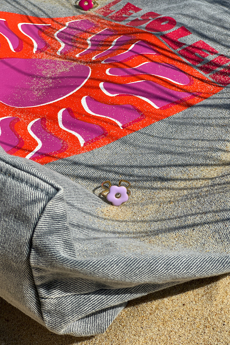 Purple Flower Power Cuff Ring