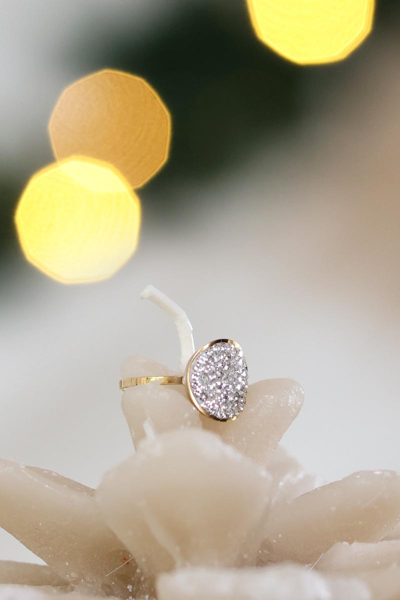 Bague réglable dorée strass argentée bijoux femme accessoires mode G117