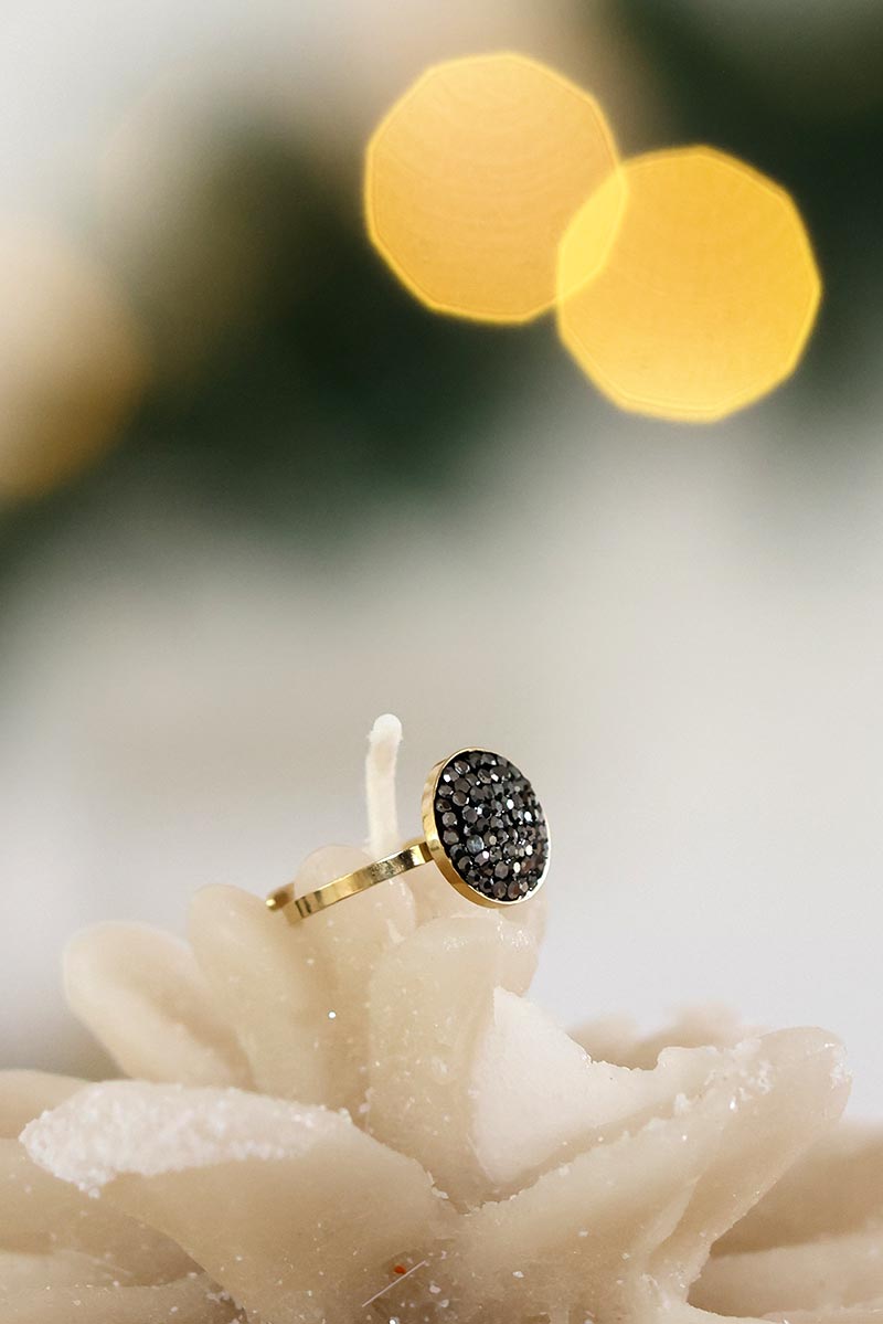 Bague noir best sale et or