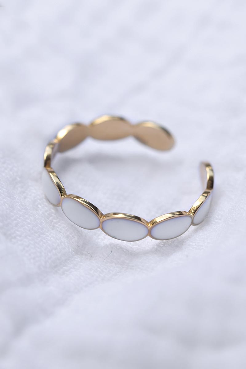 Bague réglable anneaux vernis blanc bijoux femme bohème hippie G067
