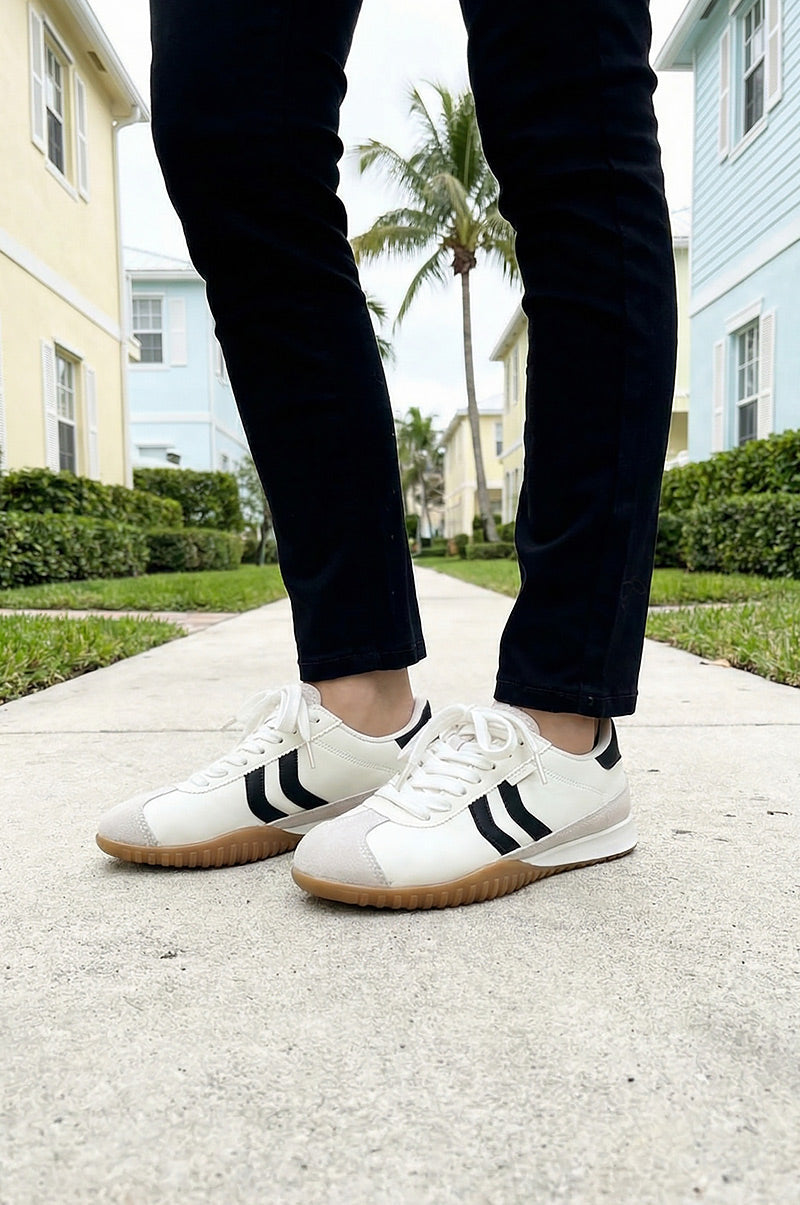 Cream Vintage Stripe Sport Trainer