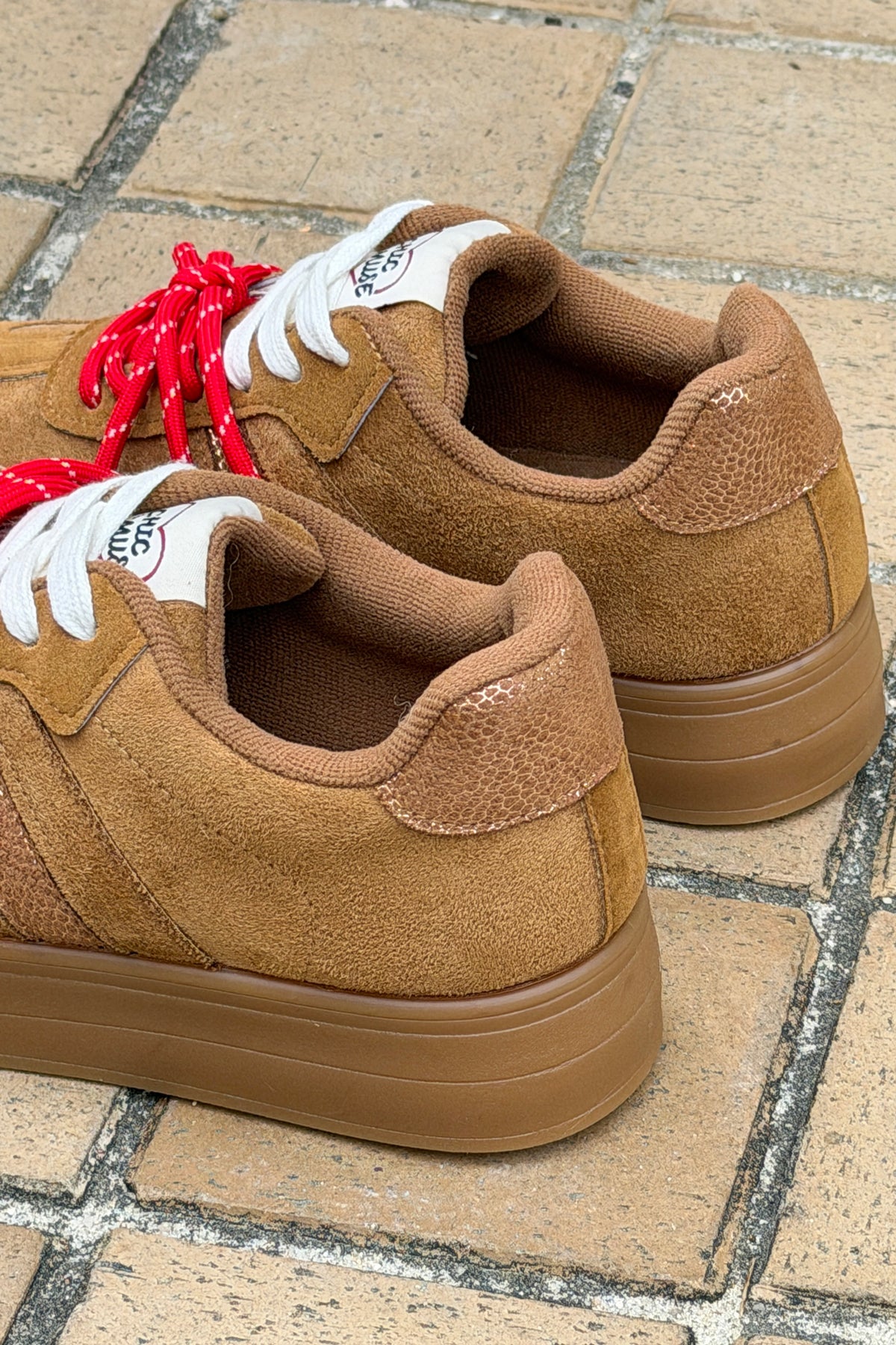 Camel Suedette Double Laced Skate Sneakers