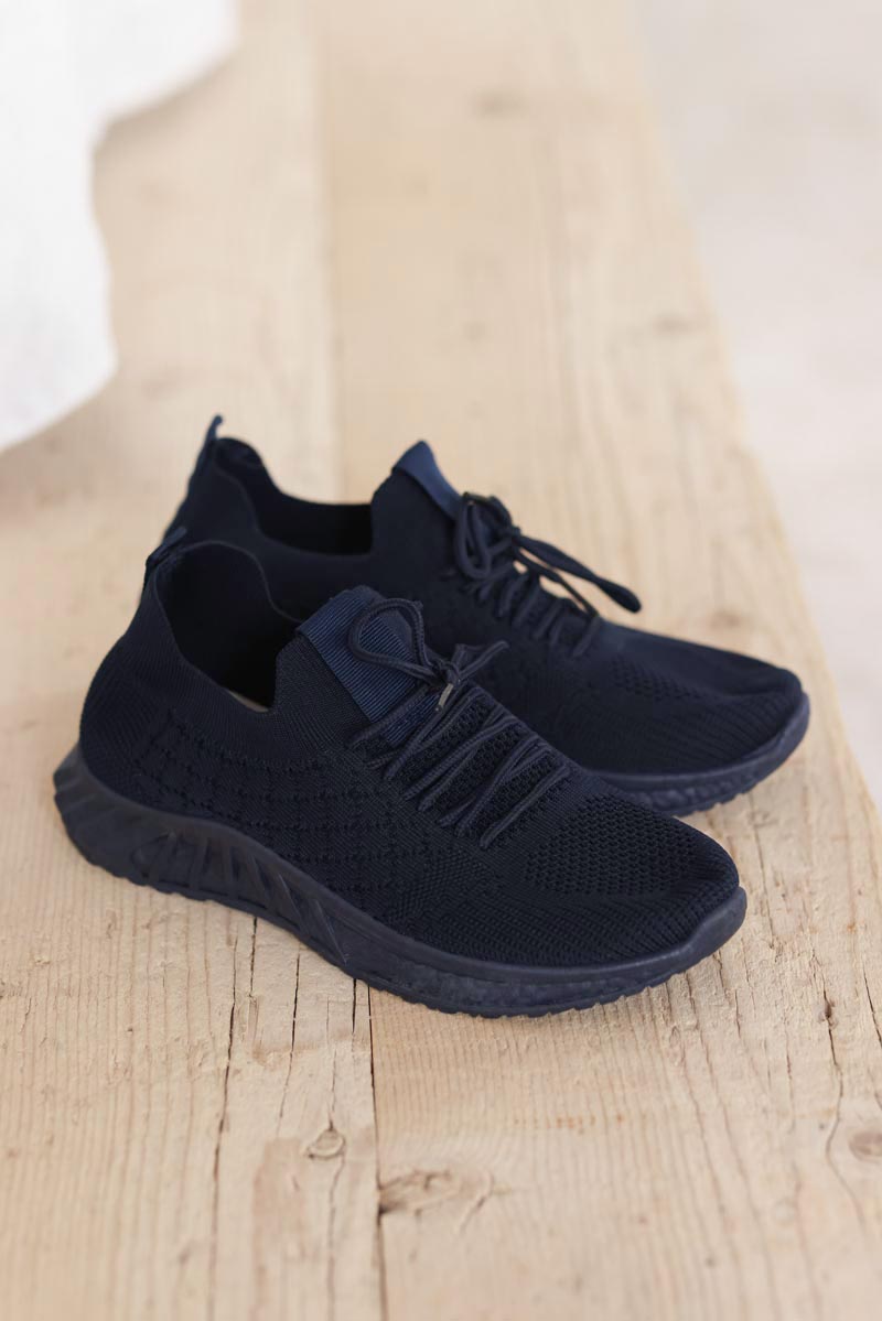 Baskets chaussettes marine légères running ou marche