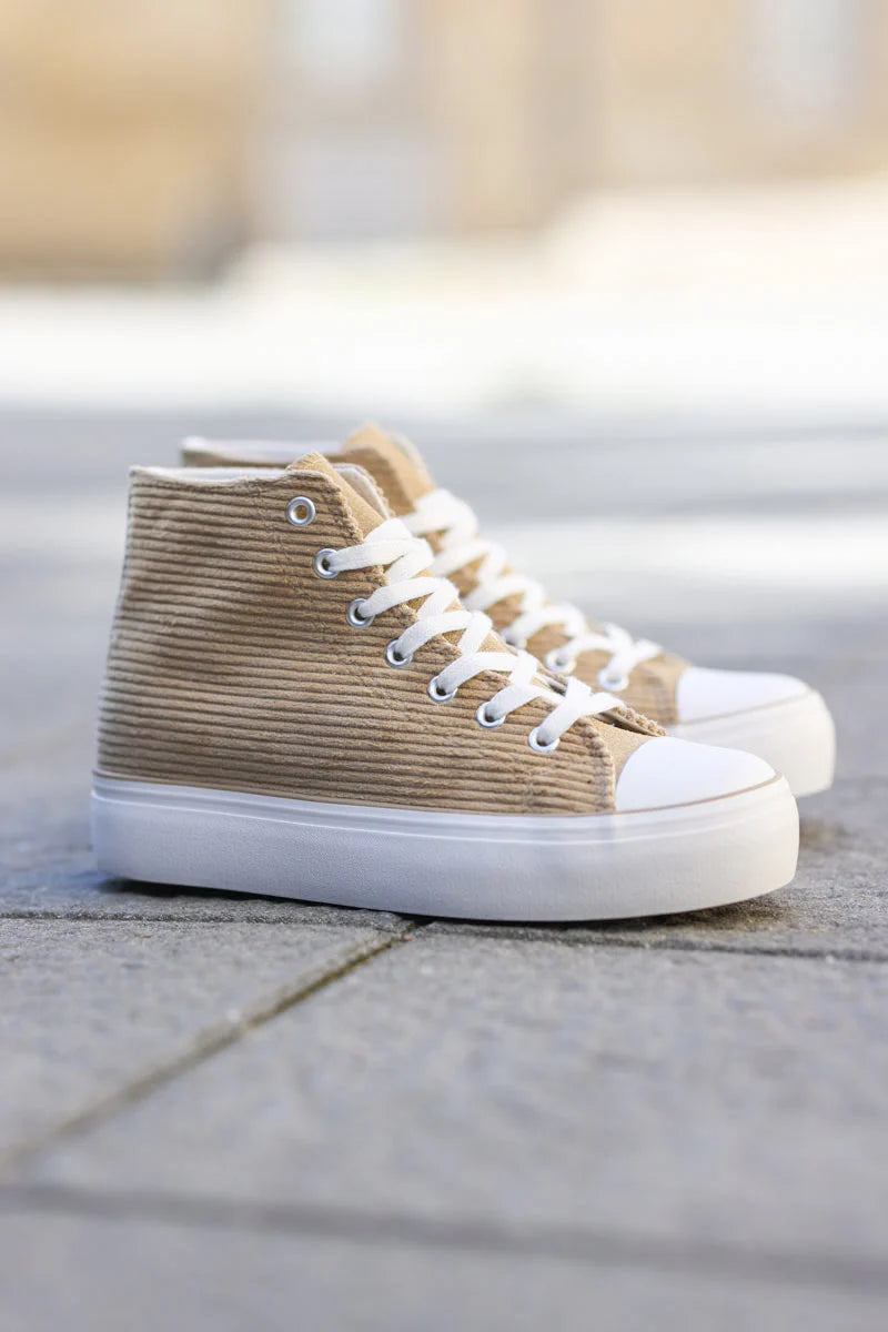 Baskets marron glac en velours c tel liser brillant Horizons