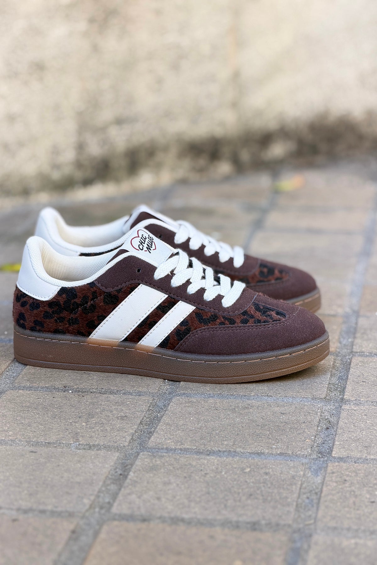 Chocolate Leopard Print Sporty Vintage Sneakers