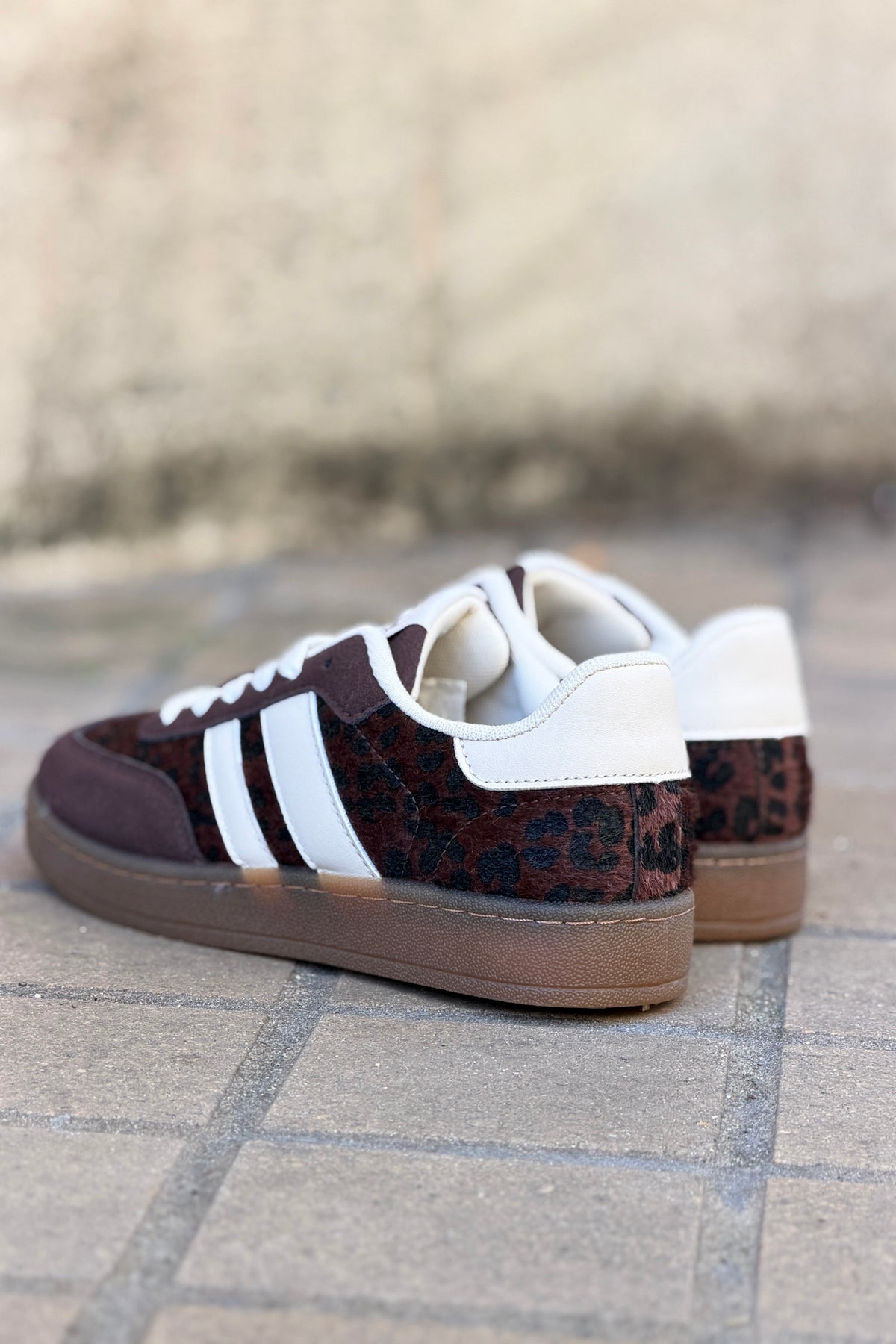 Chocolate Leopard Print Sporty Vintage Sneakers