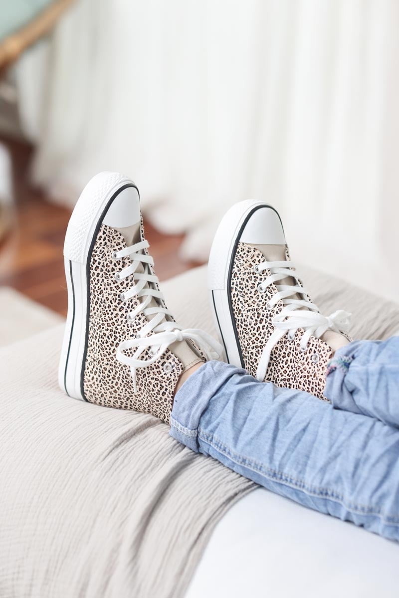 Baskets montantes simili brillant effet craquele leopard g011 (1)
