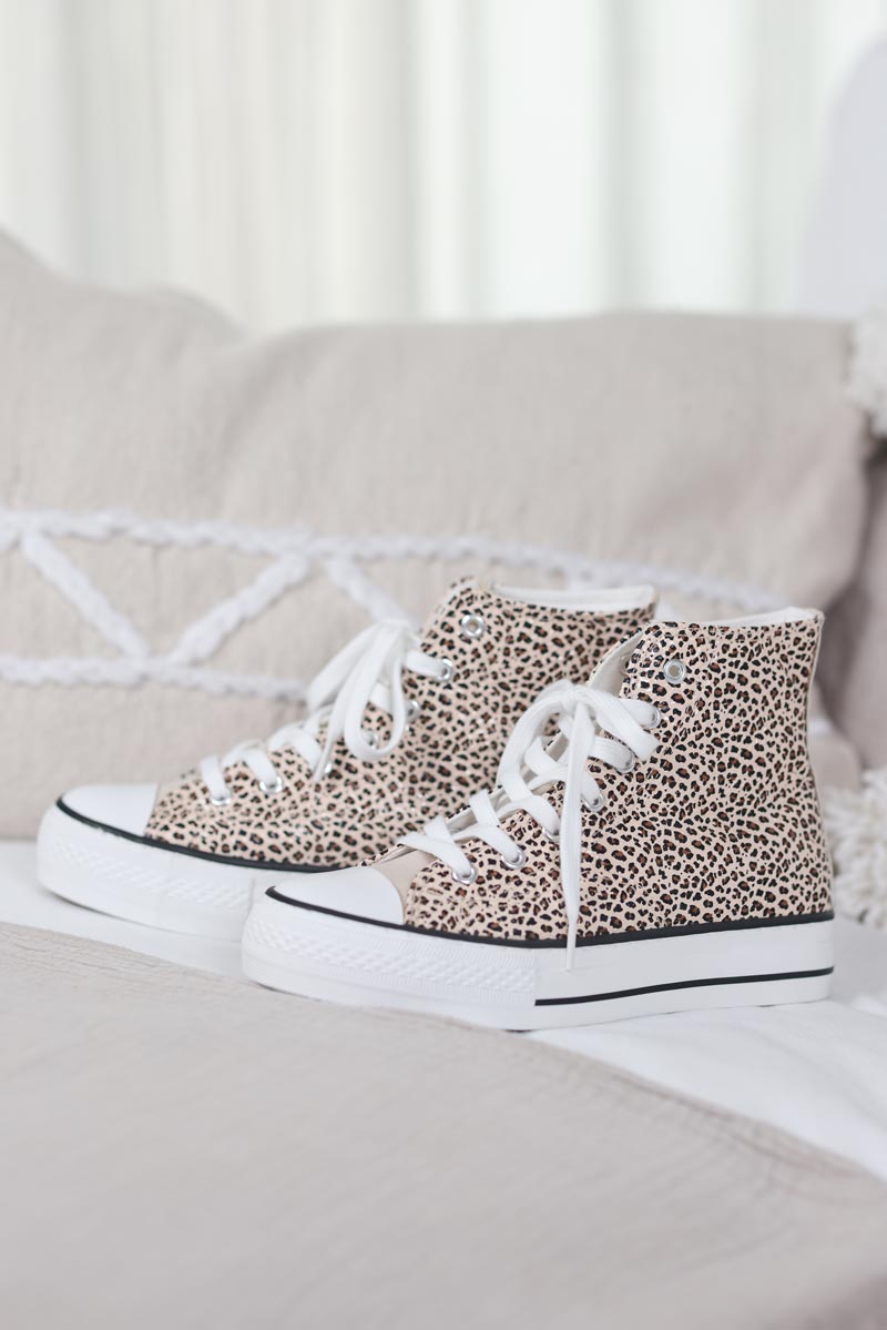 Baskets montantes simili brillant effet craquele leopard g011 (1)