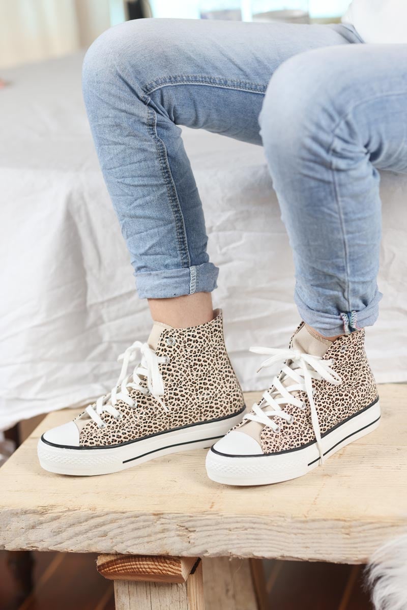 Baskets montantes simili brillant effet craquele leopard g011 (1)