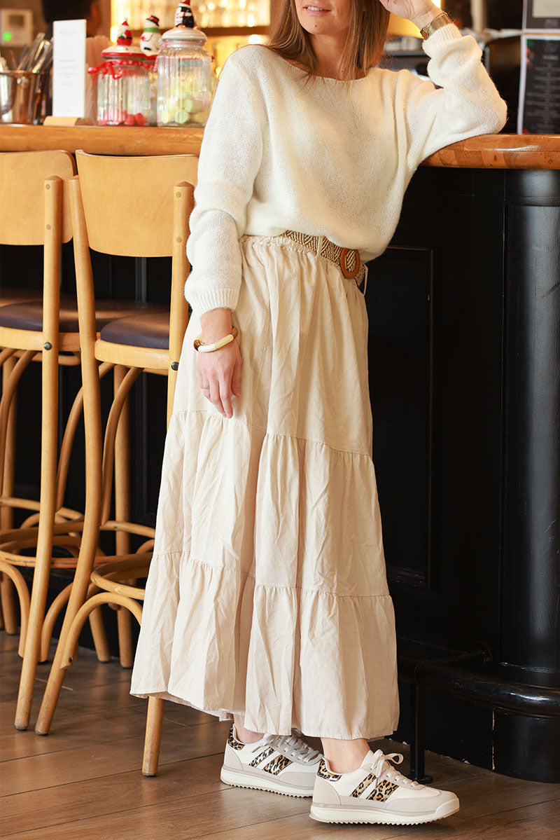 Cream and Leopard Stripe Chunky Heel Sneakers