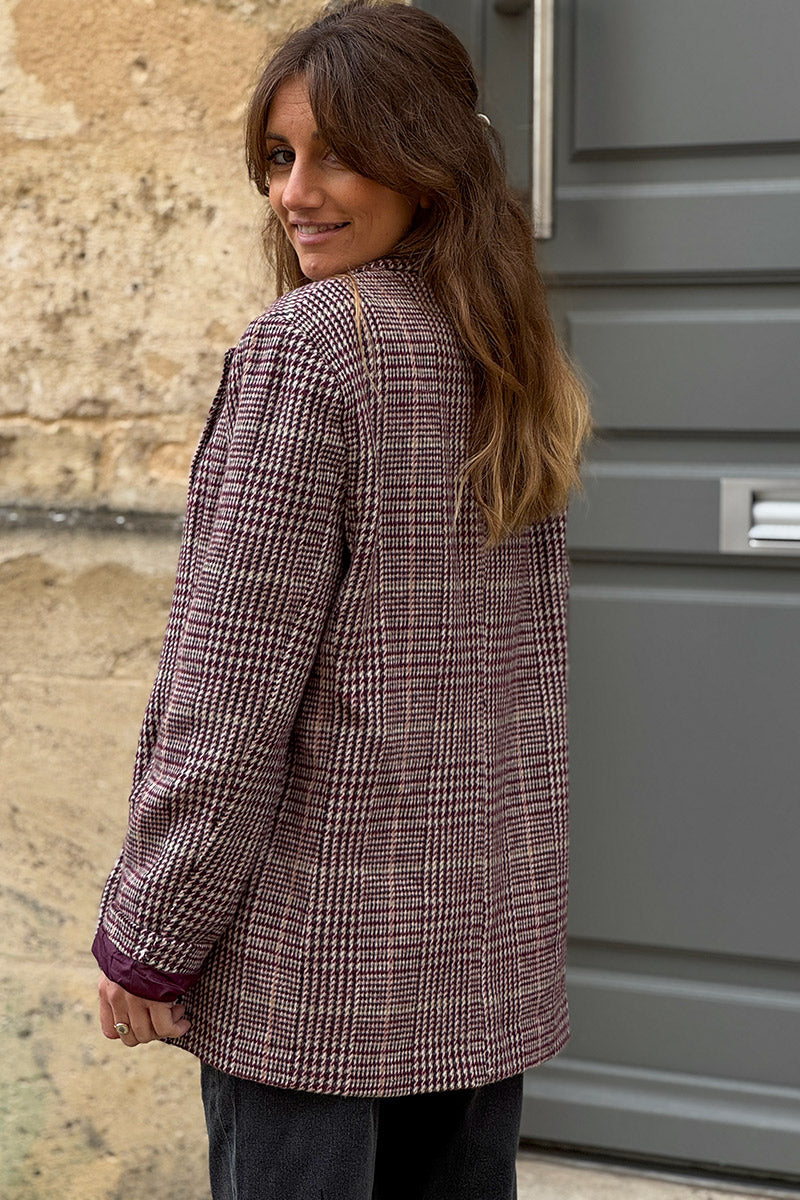 Burgundy Tweed Cropped Blazer