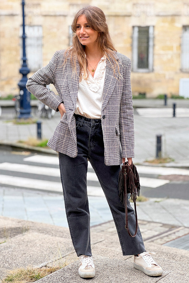 Black Tweed Cropped Blazer
