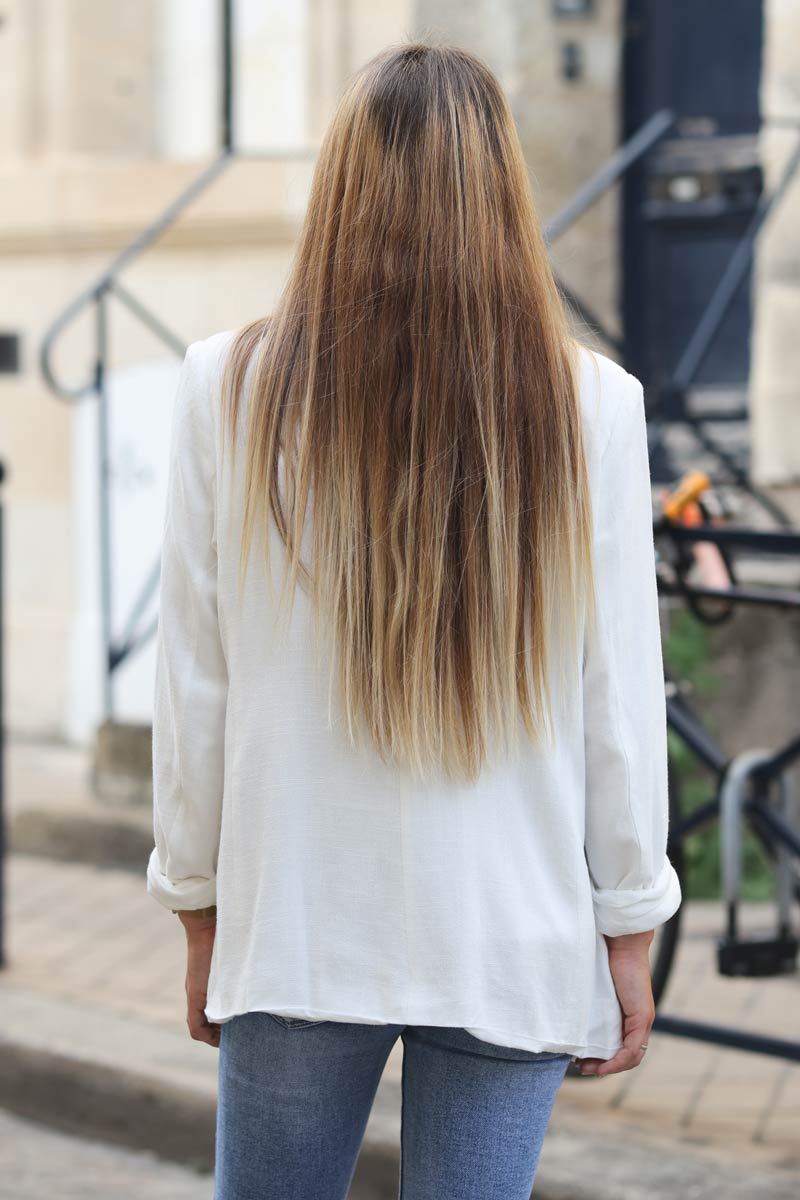 Blazer blanc fluide en lin E039 (1)