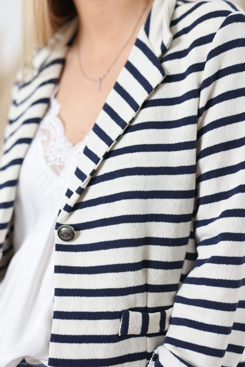 Blazer cintre mariniere bleu marine style eponge g008 (1)