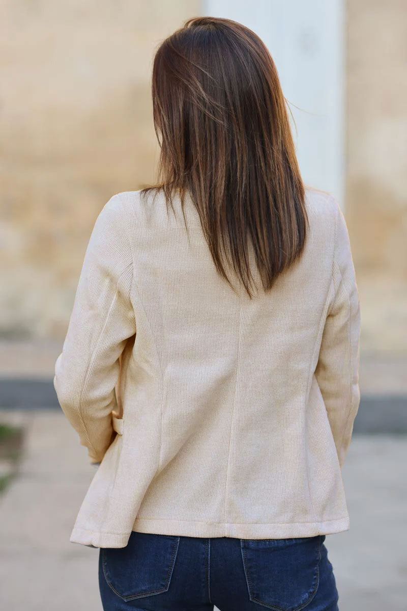 Blazer cintré velours côtelé beige