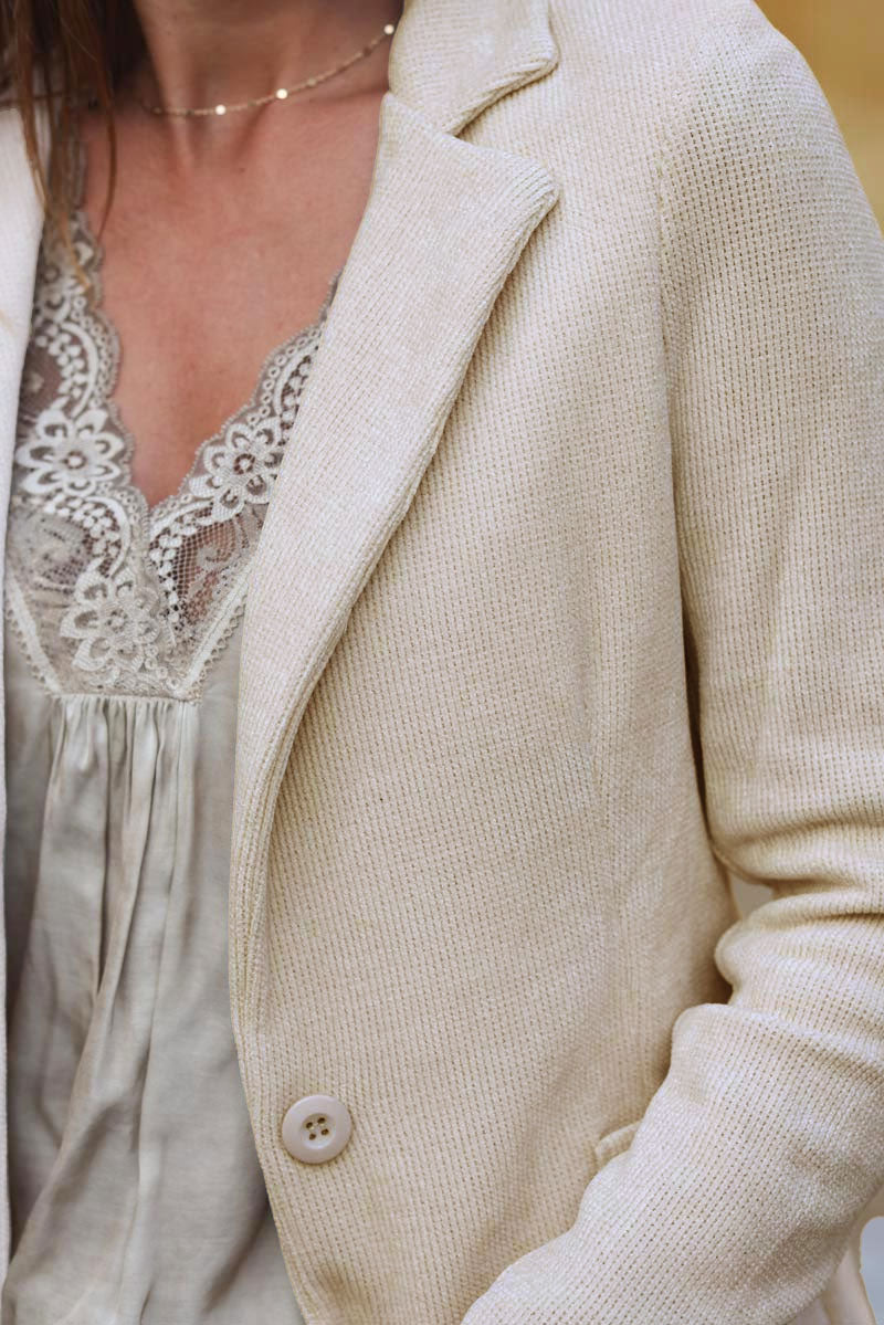 Blazer cintré velours côtelé beige