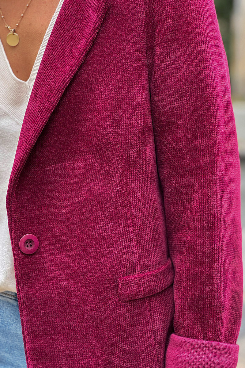 Blazer aubergine cintré en velours côtelé