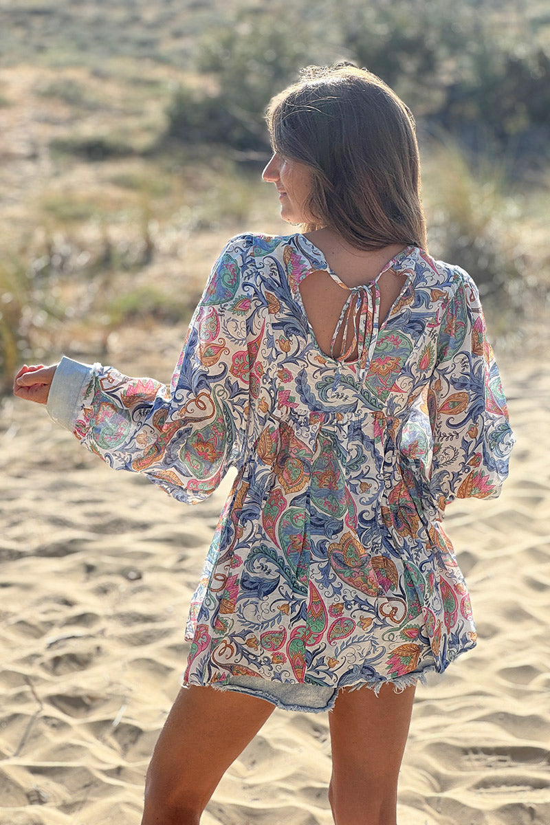 Paisley and Denim Lightweight Blouse