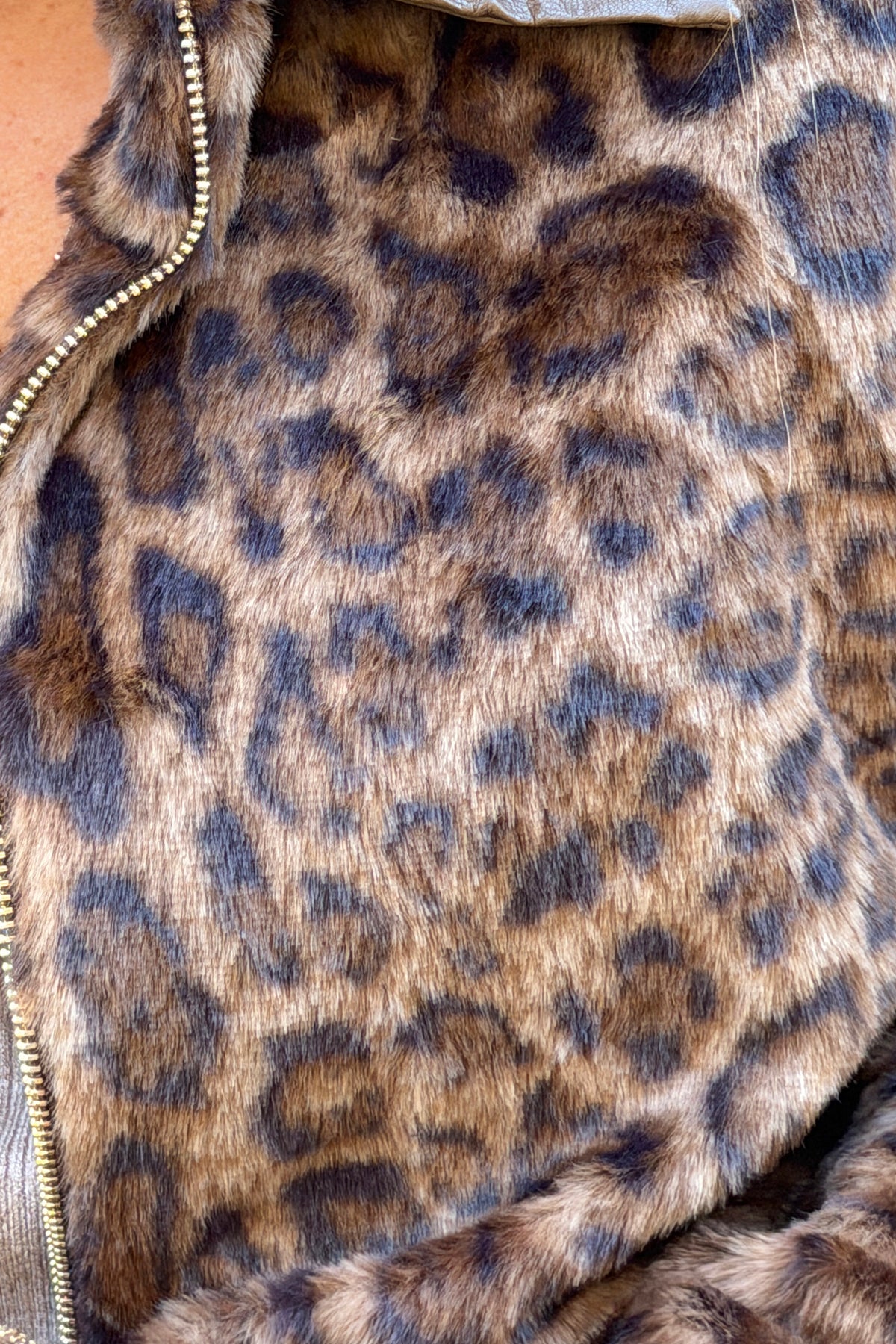 Leopard Print Plush Zip-Up Jacket