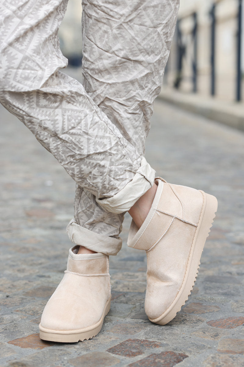 Boots fourrees basses beige G085 (1)