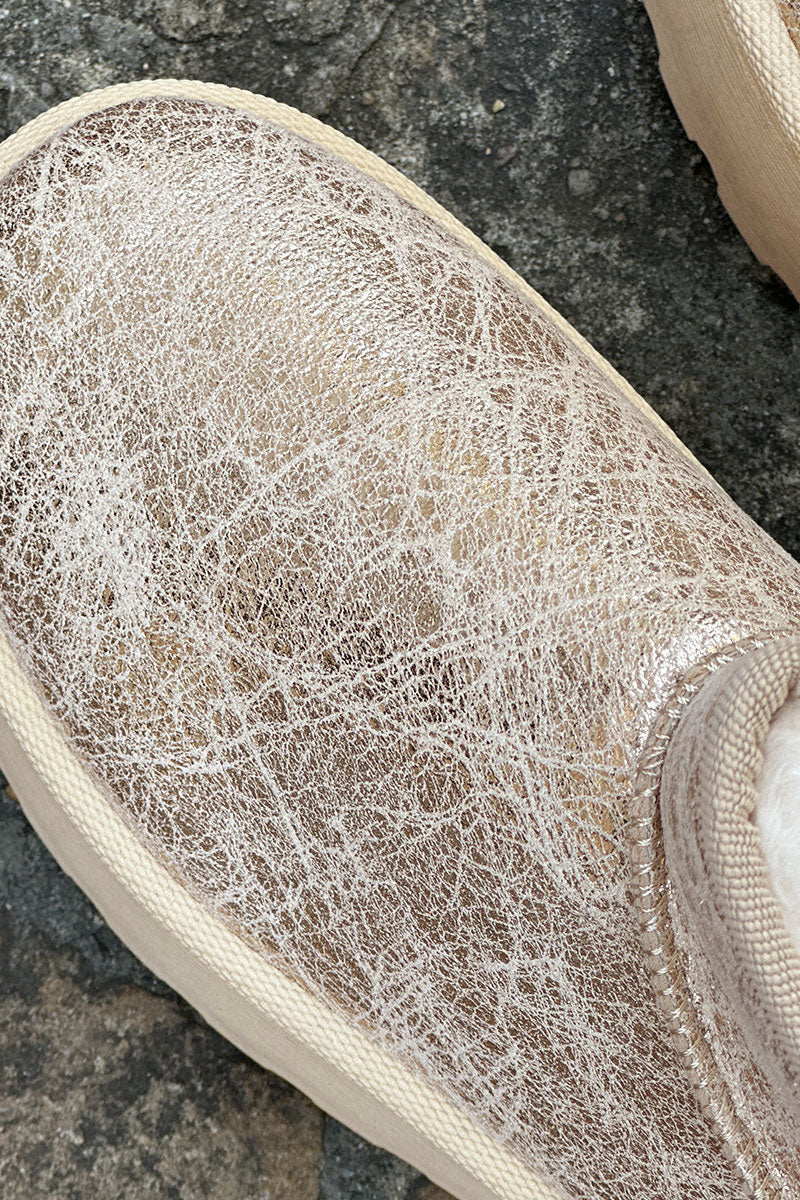 Bottes dorées fourrées basses à plateforme