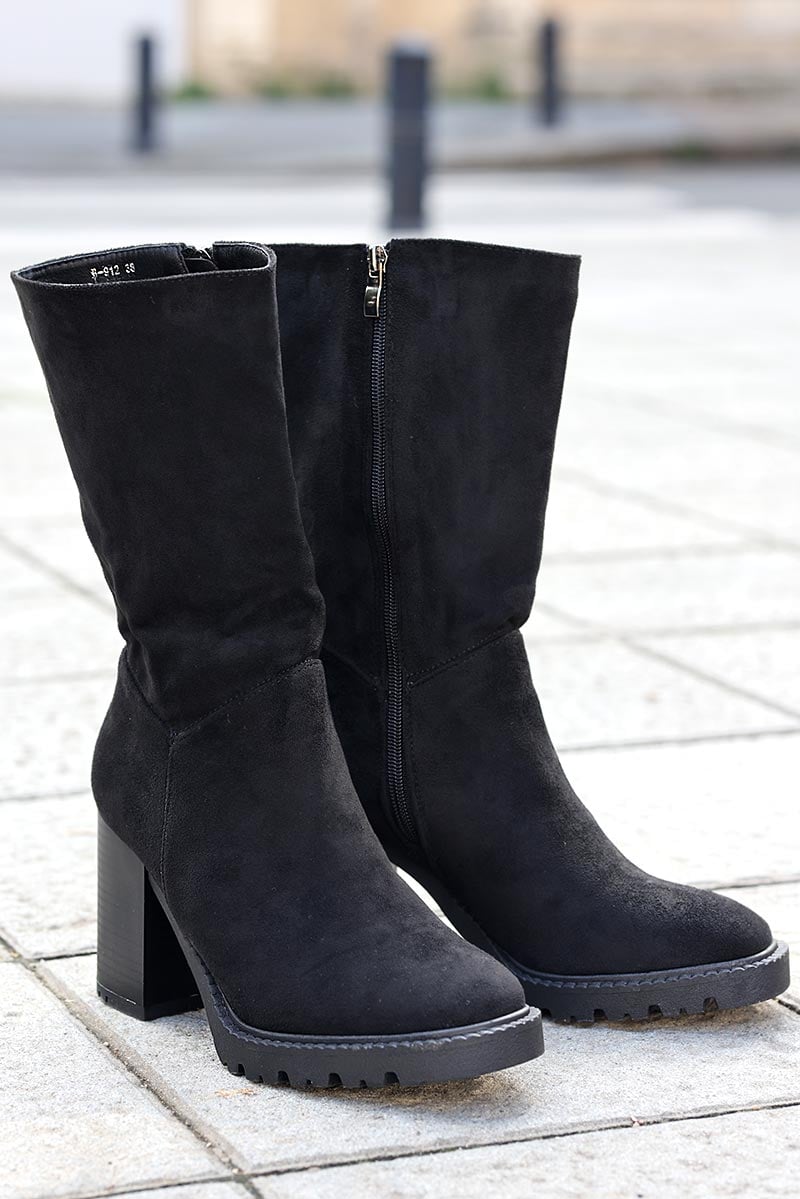 Bottes noires cheap suedine