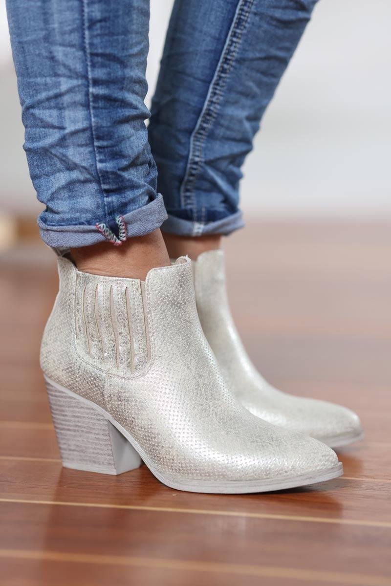 Bottines silver a talons effet ceruse g008 (1)