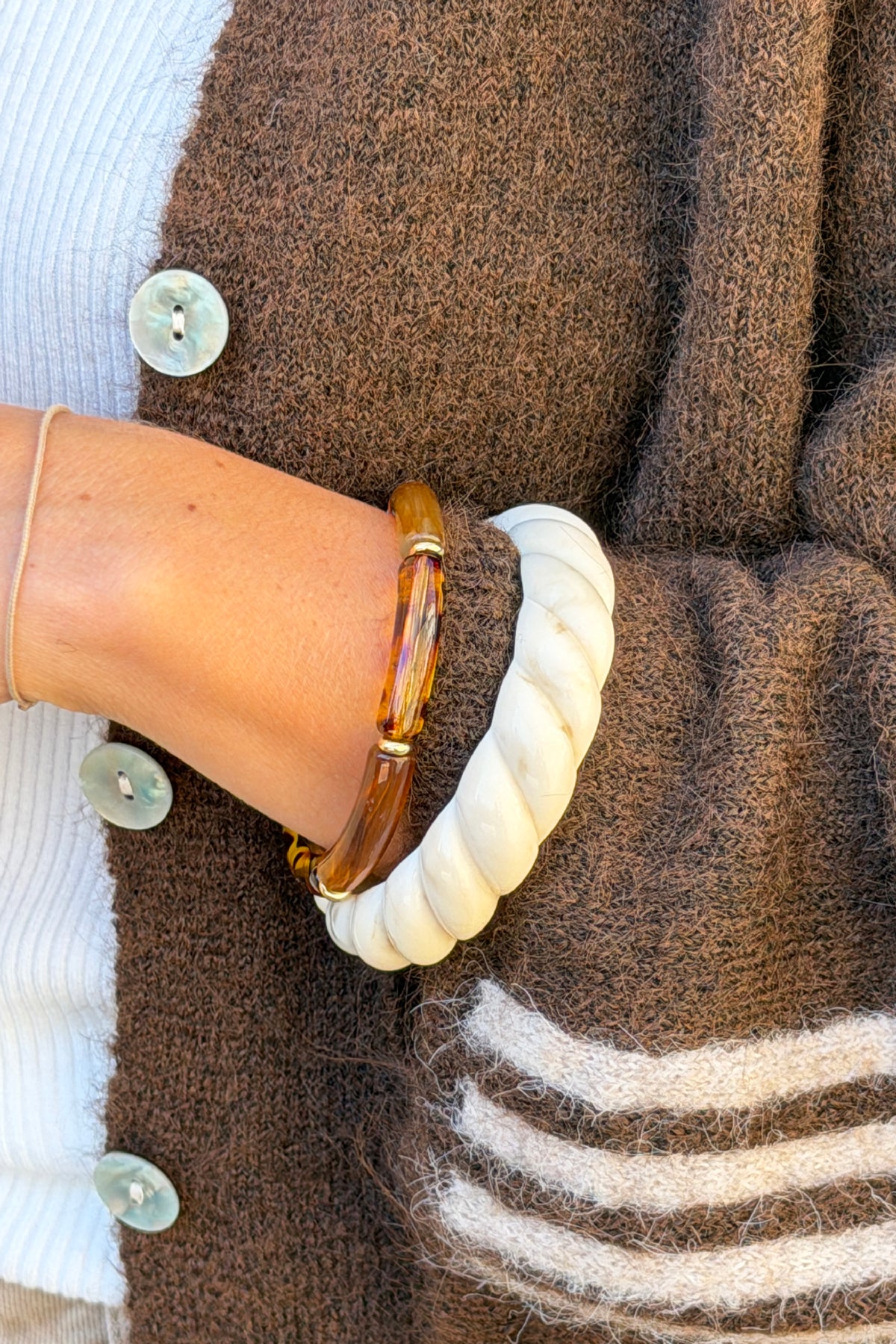 Tortoise Tube Bead Bangle