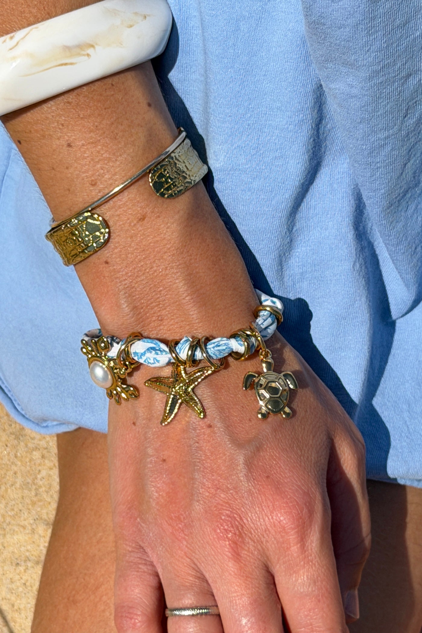 White Fabric Beach Charm Bracelet