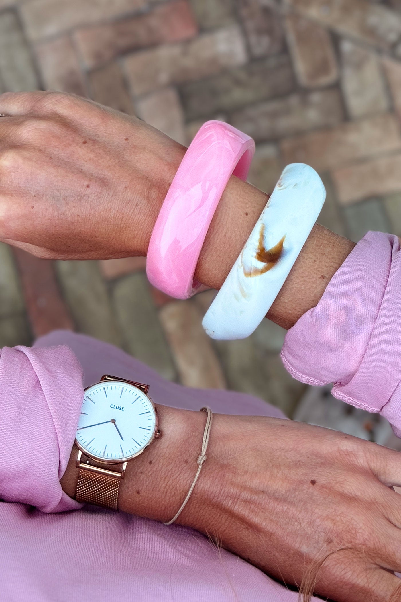 Pink Geo Chunky Lucite Bangle