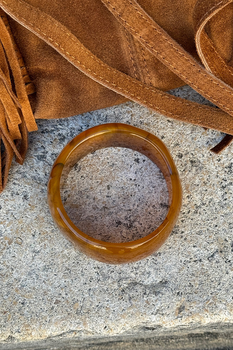 Bracelet jonc en résine marbré camel caramel