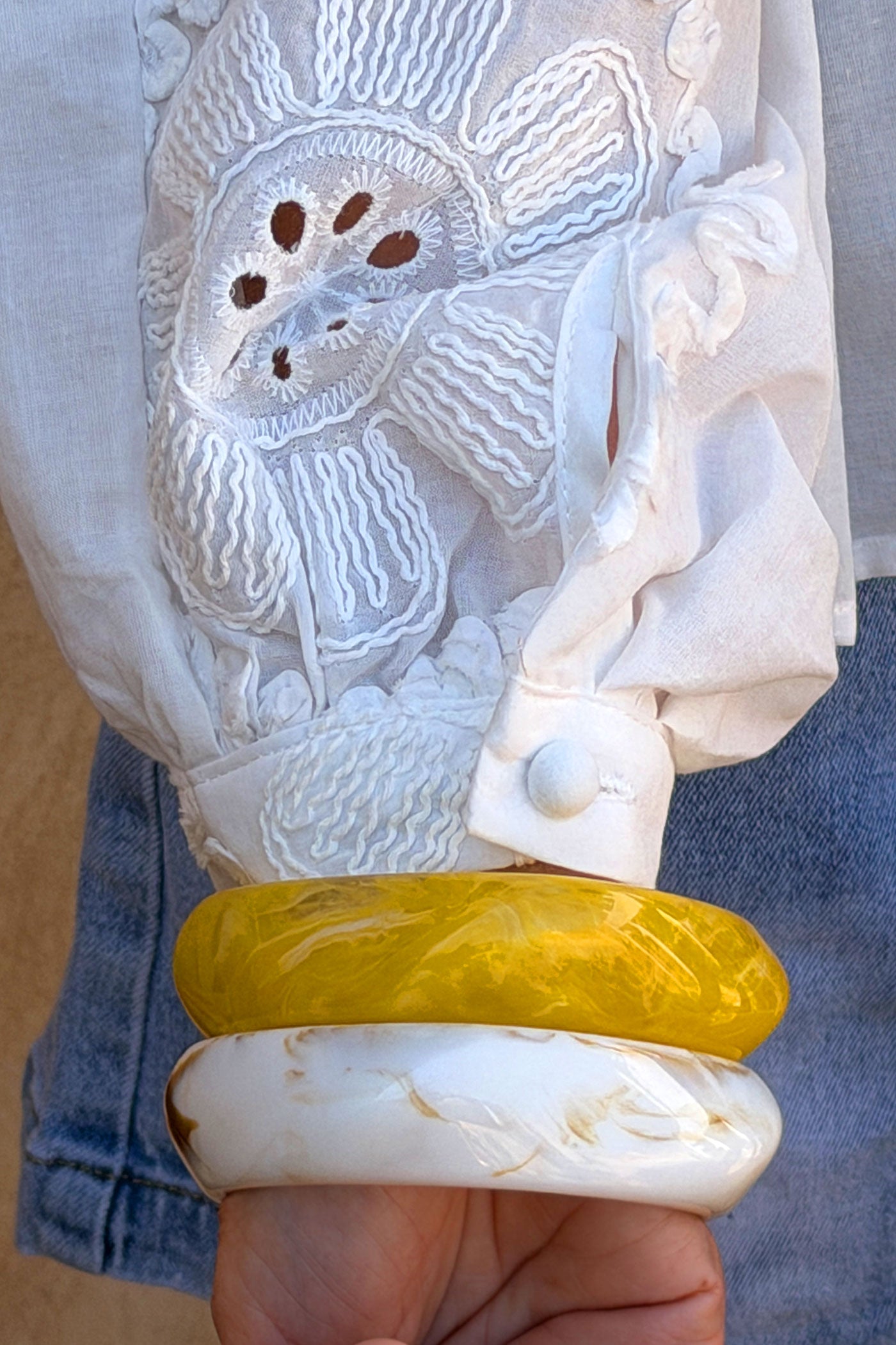 Yellow Geo Chunky Lucite Bangle