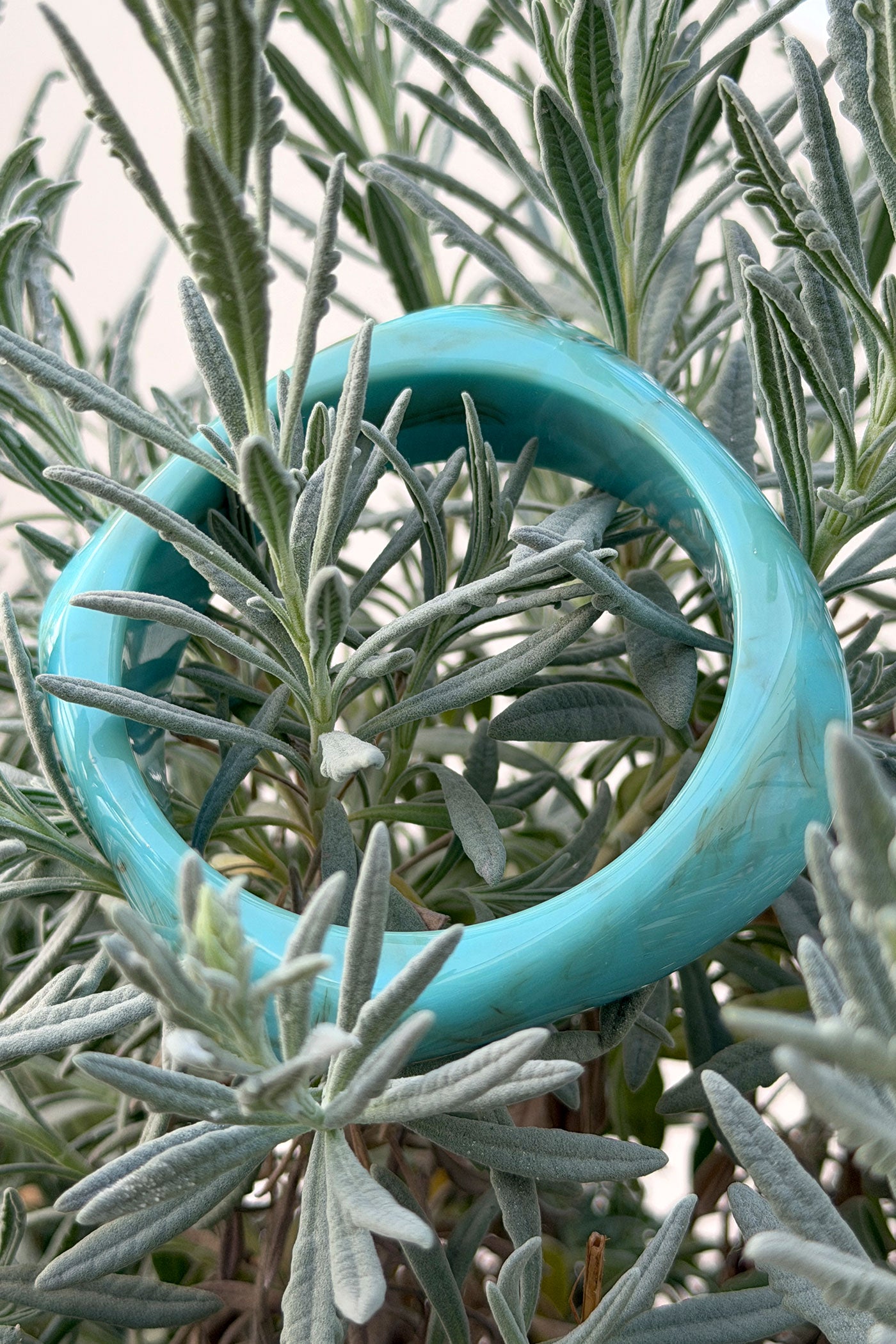 Bracelet jonc en résine marbré turquoise