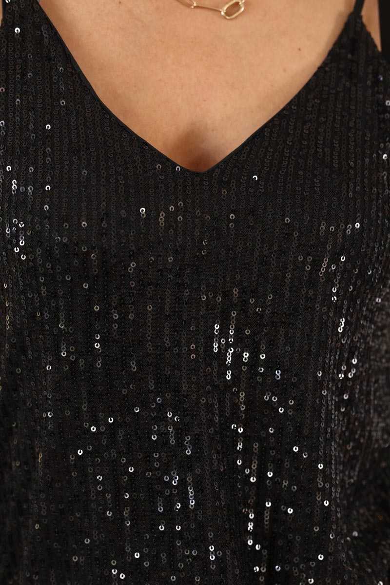 Caraco fluide noir en sequins g447 (1)