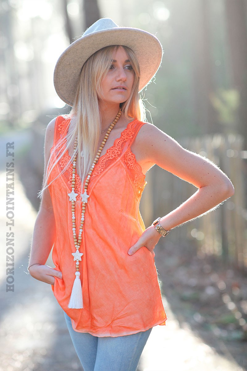 Caraco-orange-fluo-col-V-en-dentelle--c076