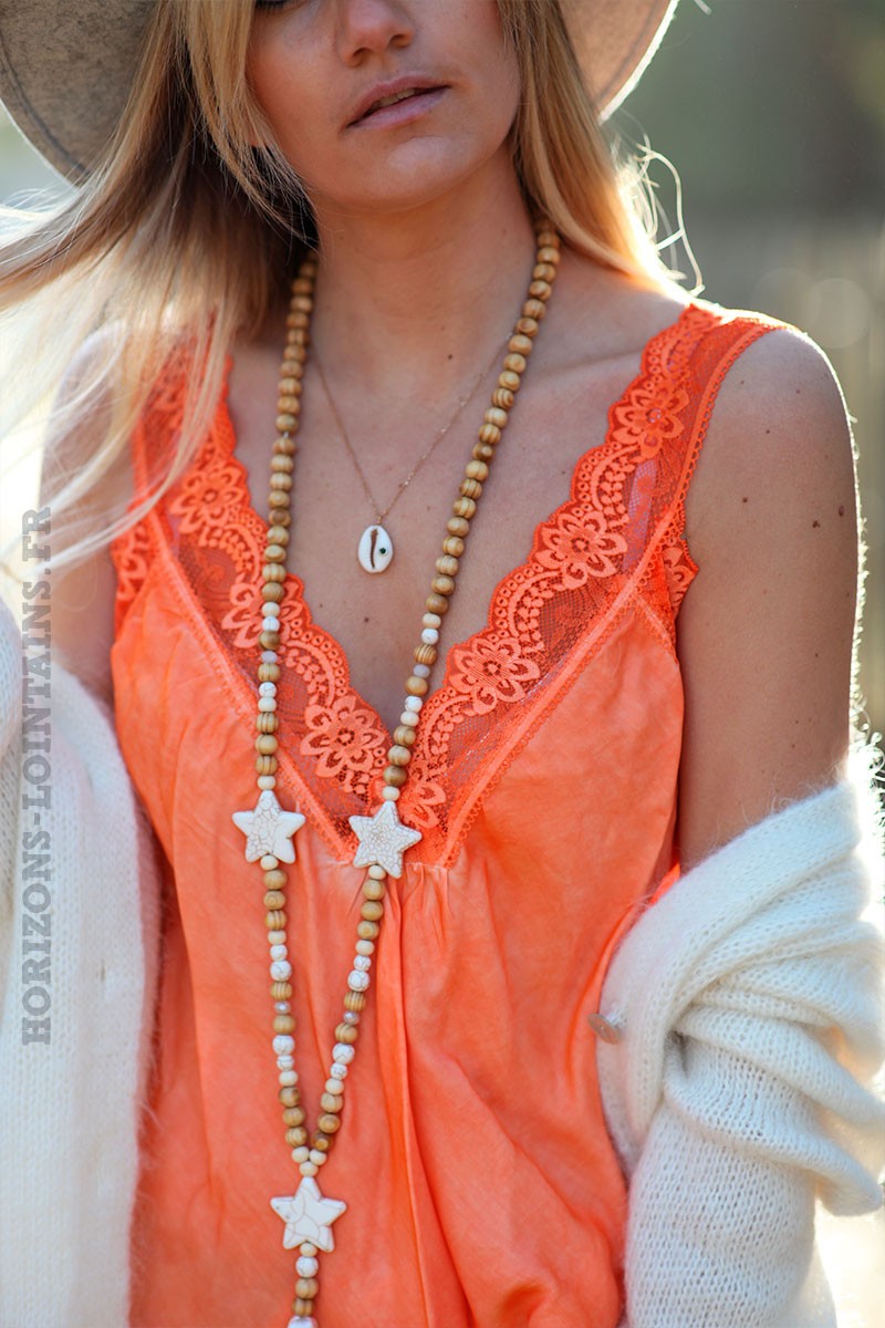 Caraco-orange-fluo-col-V-en-dentelle--c076