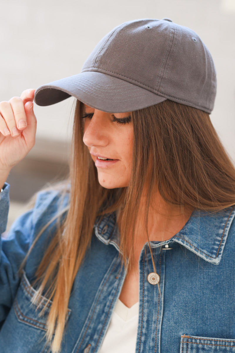 Casquette En Coton Délavé Gris – Chapeaux Et Casquettes