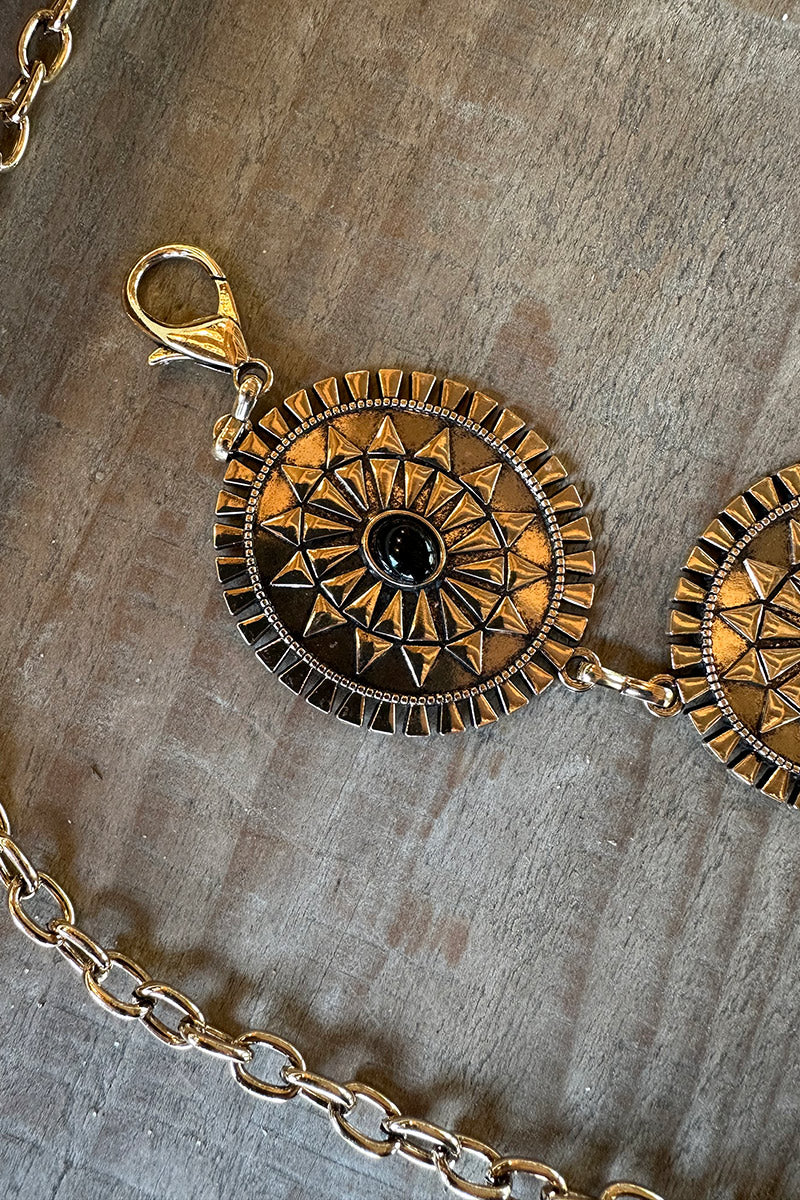 Goldtone Sunburst Medallion Chain Belt
