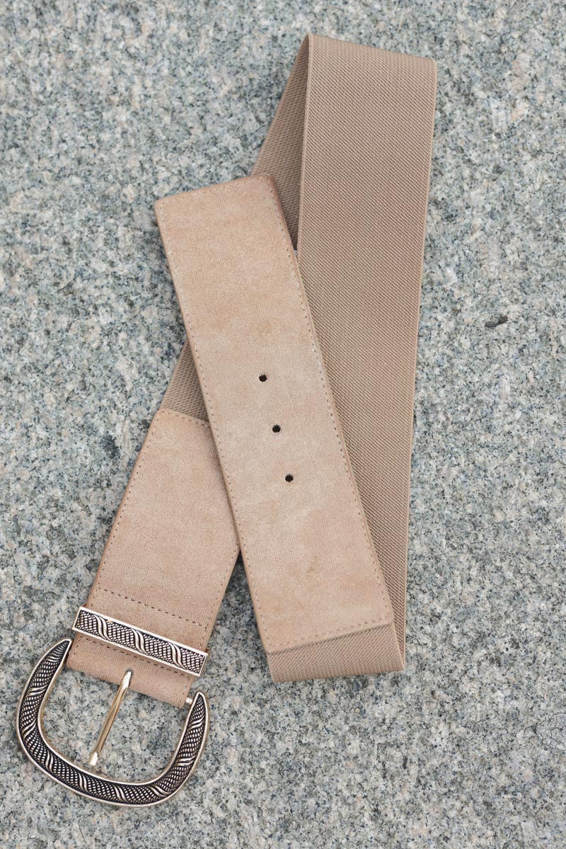 Ceinture elastique taupe boucle doree relief g120 (1)