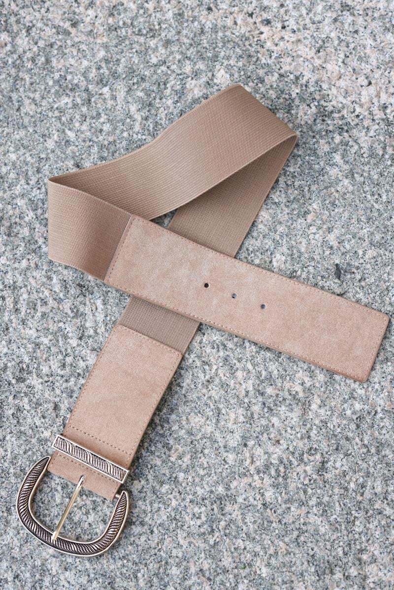 Ceinture elastique taupe boucle doree relief g120 (1)