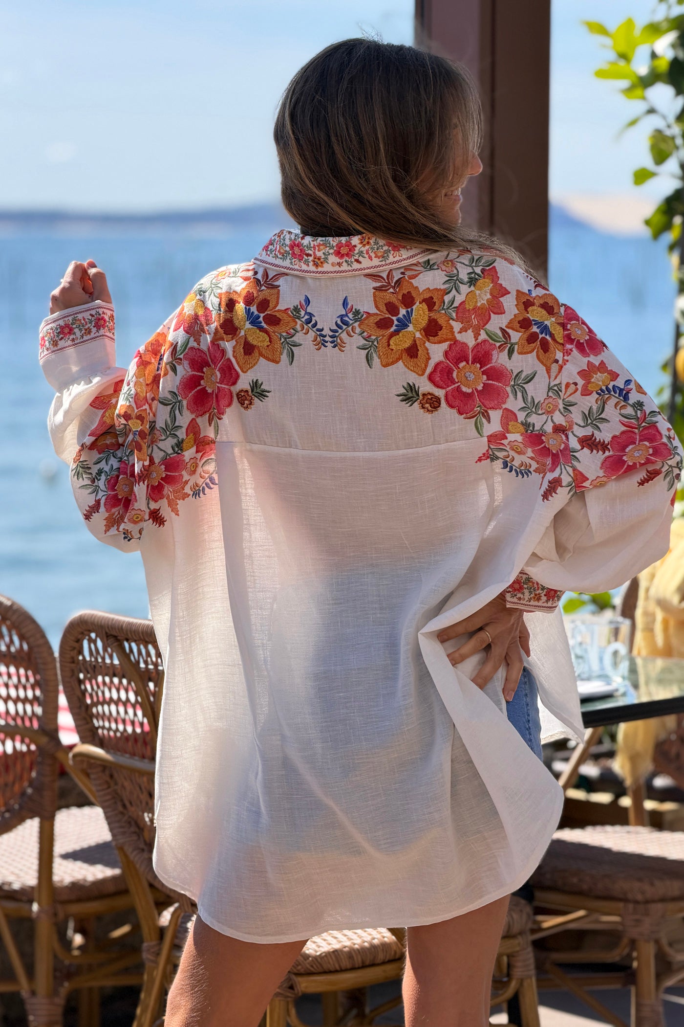 Cream Shabby Chic Floral Yoke Blouse