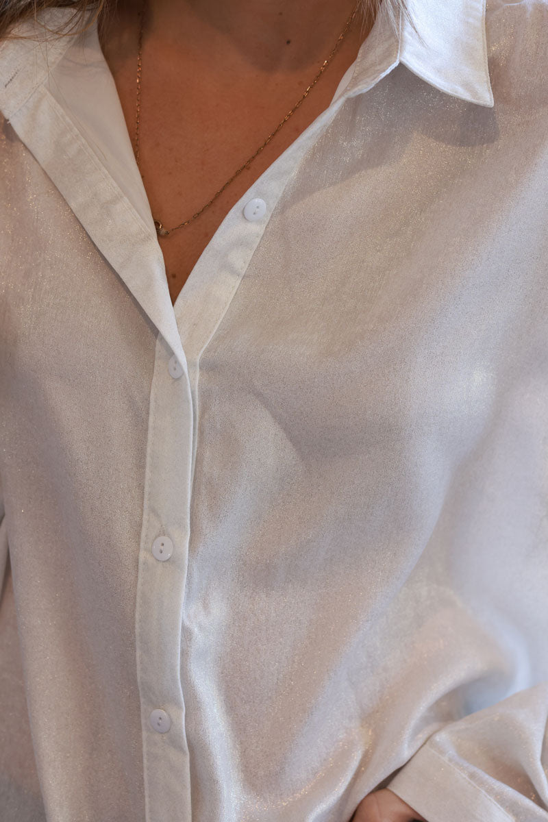 Off white Lurex Button-Down Shirt