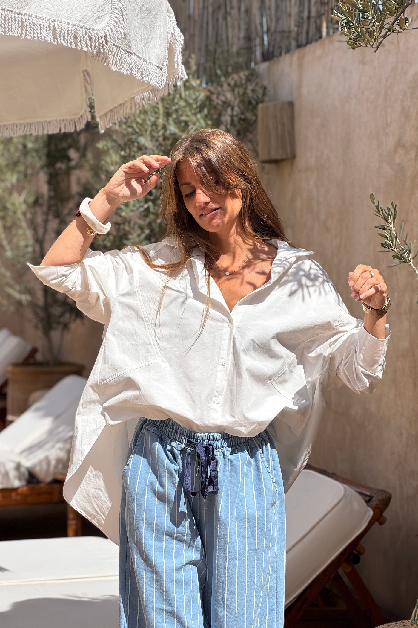 White Romantic Ruffles Cotton Blouse