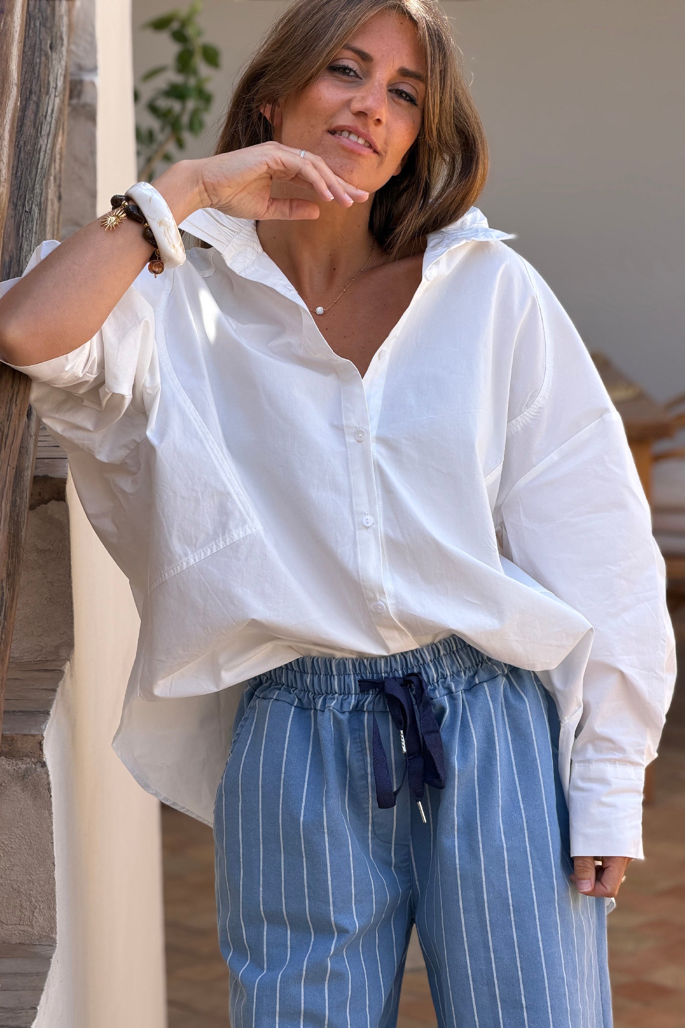 White Romantic Ruffles Cotton Blouse