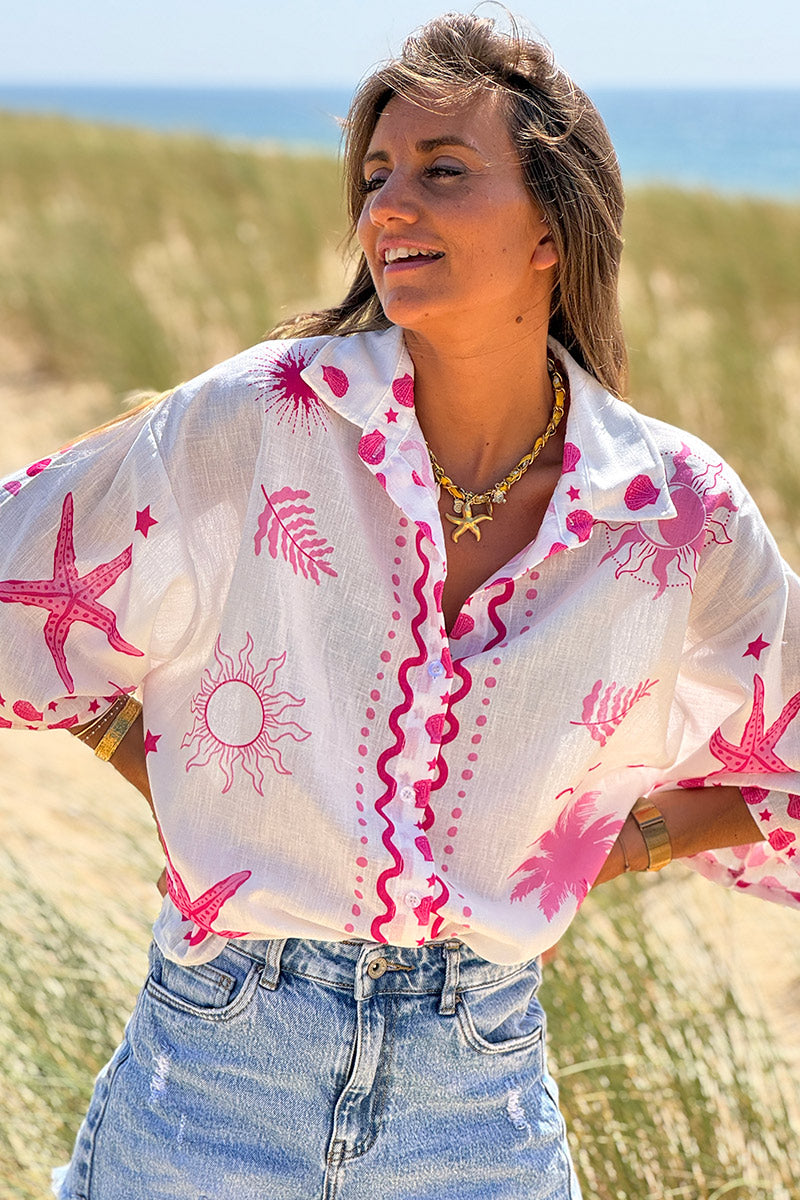 Pink Mystical Beach Eclipse Blouse