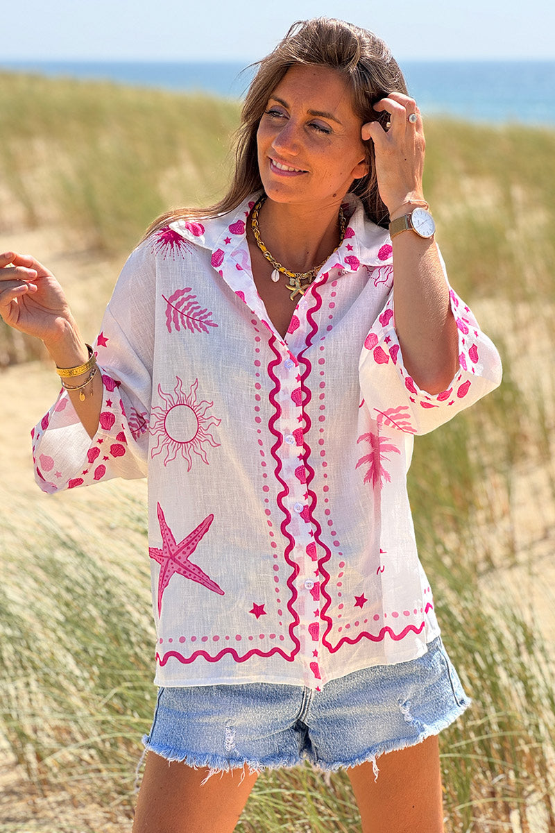 Pink Mystical Beach Eclipse Blouse