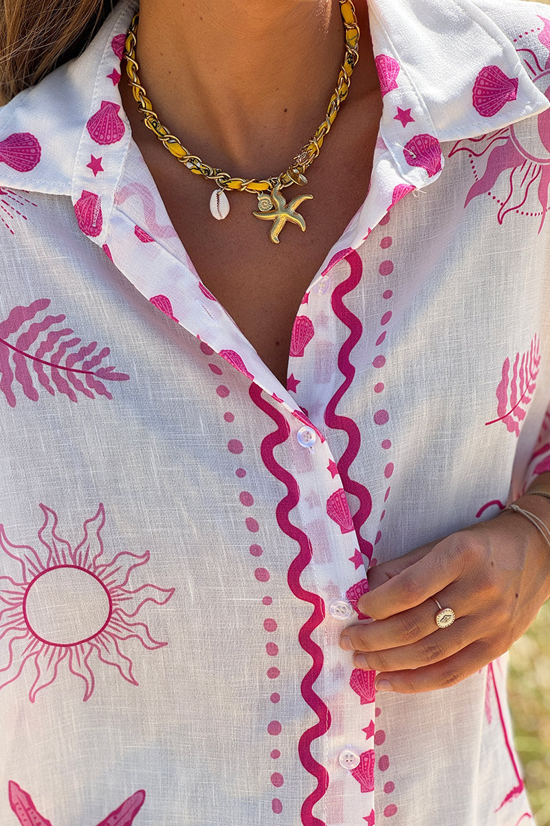 Pink Mystical Beach Eclipse Blouse