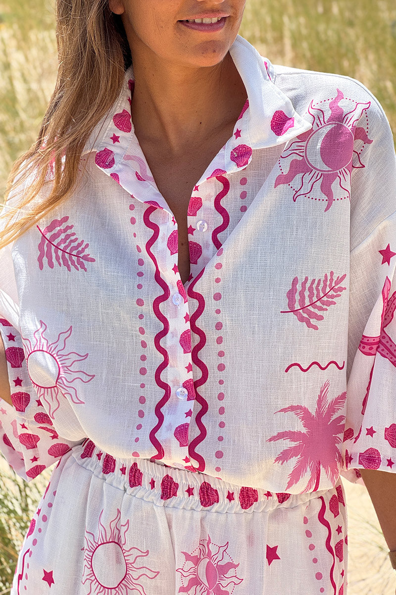 Pink Mystical Beach Eclipse Blouse